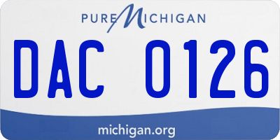 MI license plate DAC0126