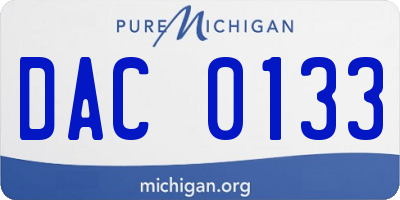 MI license plate DAC0133