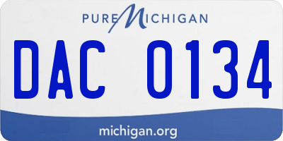 MI license plate DAC0134