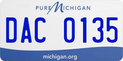 MI license plate DAC0135