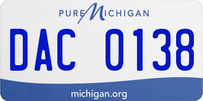 MI license plate DAC0138