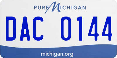 MI license plate DAC0144