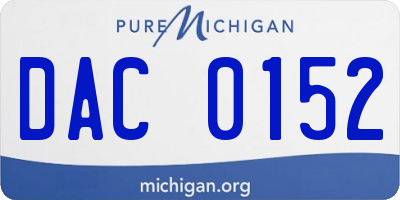 MI license plate DAC0152