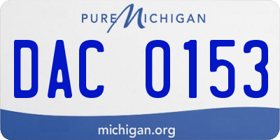 MI license plate DAC0153