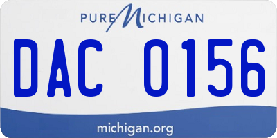 MI license plate DAC0156