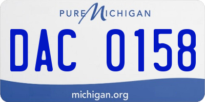 MI license plate DAC0158