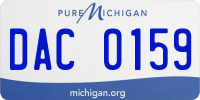 MI license plate DAC0159