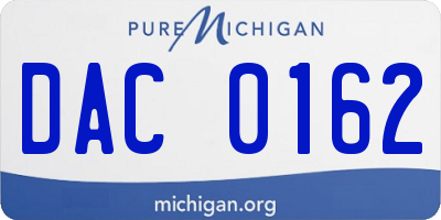 MI license plate DAC0162