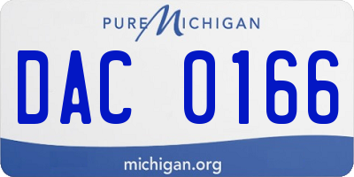 MI license plate DAC0166