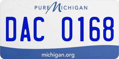 MI license plate DAC0168