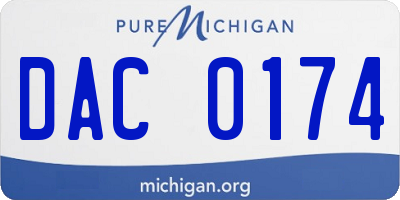 MI license plate DAC0174