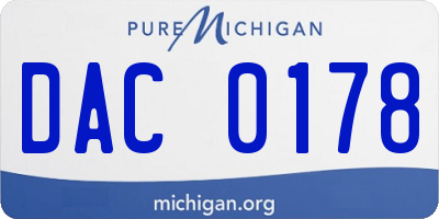 MI license plate DAC0178