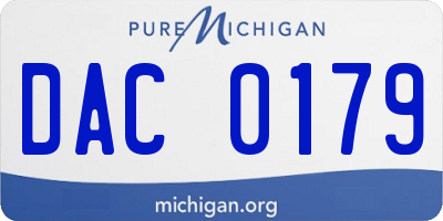 MI license plate DAC0179