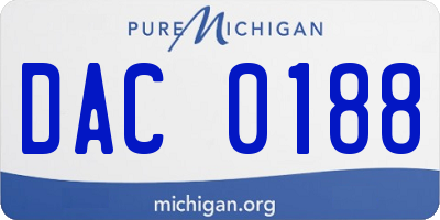 MI license plate DAC0188