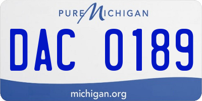 MI license plate DAC0189