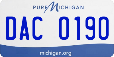 MI license plate DAC0190