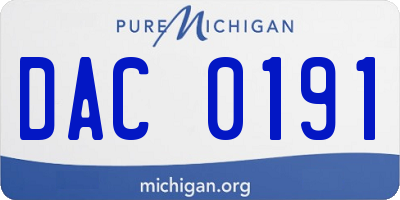 MI license plate DAC0191