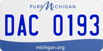 MI license plate DAC0193