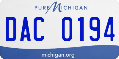 MI license plate DAC0194