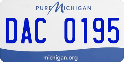 MI license plate DAC0195