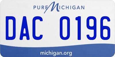 MI license plate DAC0196