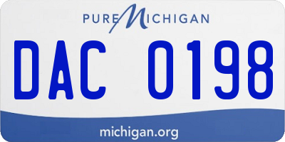 MI license plate DAC0198