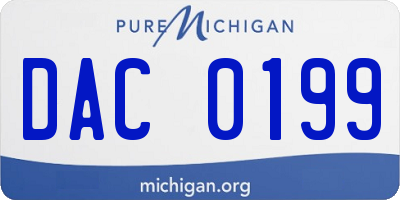 MI license plate DAC0199