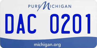 MI license plate DAC0201