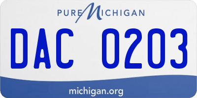 MI license plate DAC0203