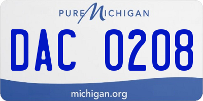 MI license plate DAC0208