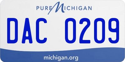 MI license plate DAC0209