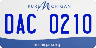 MI license plate DAC0210