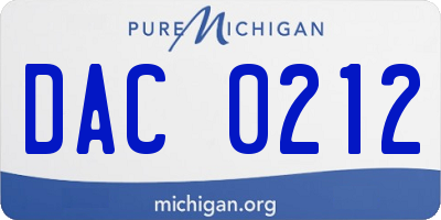MI license plate DAC0212