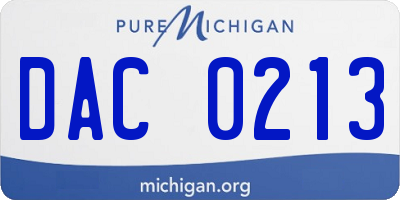 MI license plate DAC0213