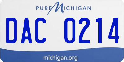 MI license plate DAC0214