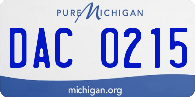 MI license plate DAC0215