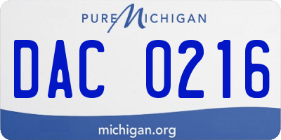 MI license plate DAC0216