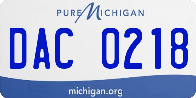 MI license plate DAC0218