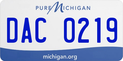 MI license plate DAC0219