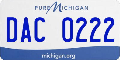 MI license plate DAC0222