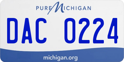 MI license plate DAC0224