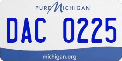 MI license plate DAC0225