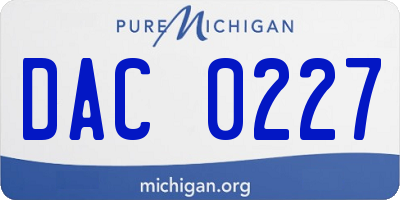 MI license plate DAC0227