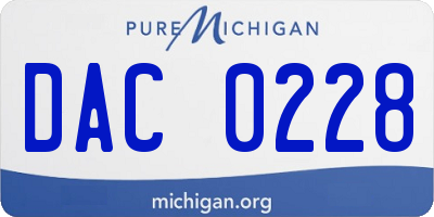 MI license plate DAC0228