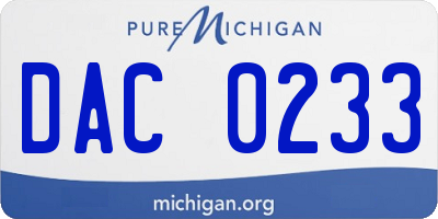 MI license plate DAC0233