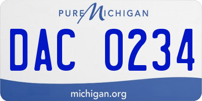 MI license plate DAC0234