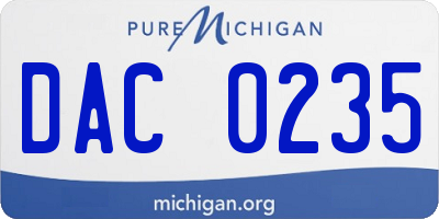 MI license plate DAC0235