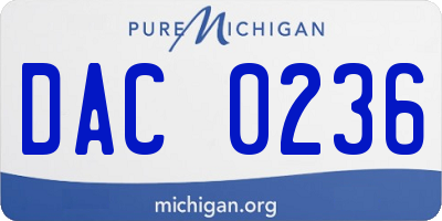 MI license plate DAC0236