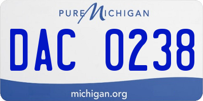 MI license plate DAC0238