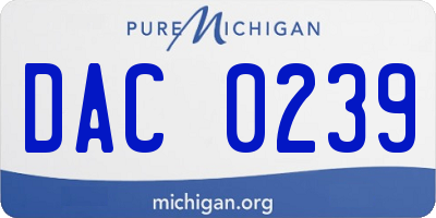 MI license plate DAC0239